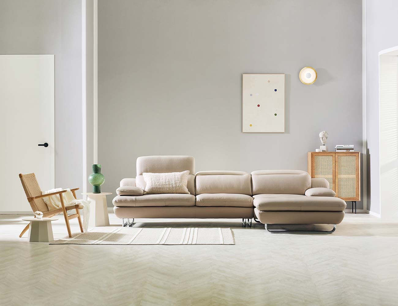 [Monthly Best 10%] 노드 4인 카우치형 기능성 슈렁큰 천연면피 소가죽 소파