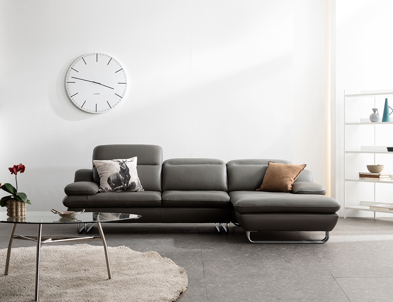 [Monthly Best 10%] 노드 3.5인 카우치형 기능성 슈렁큰 천연면피 소가죽 소파