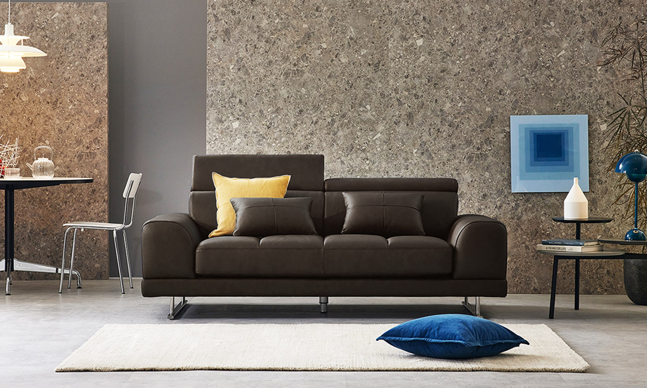 로벨 3인 기능성 이태리 천연면피 소가죽 소파