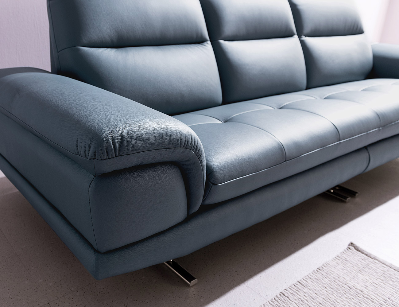 브로스 4인 슈렁큰 천연면피 소가죽 소파+쿠션2개