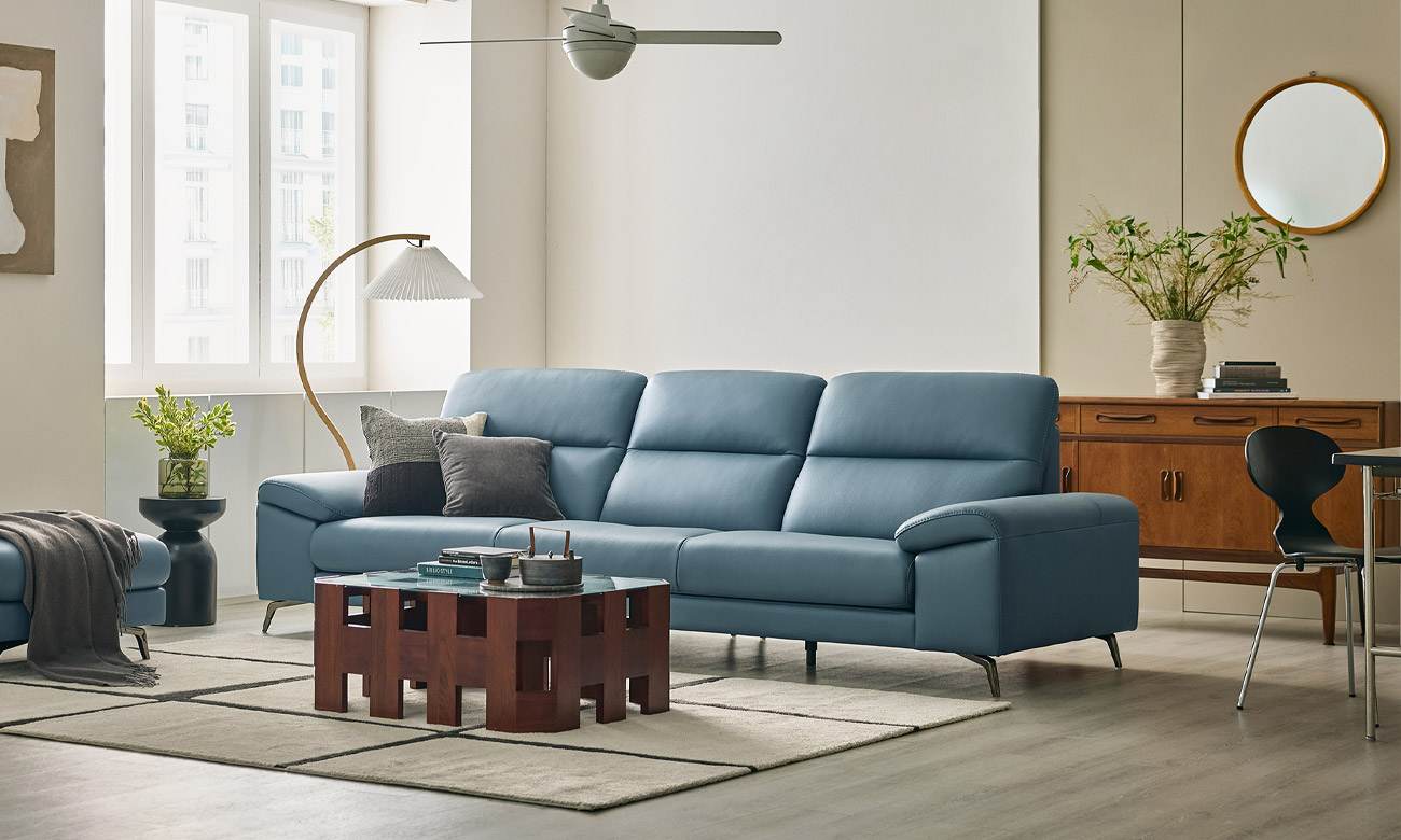 드로우 4인 천연면피 소가죽 소파(전면가죽적용)