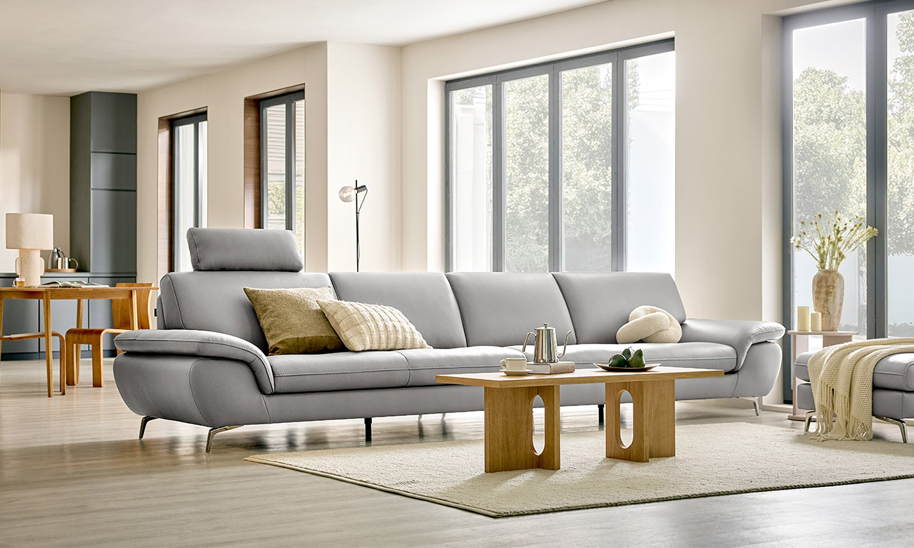 트레뷰 6인 천연면피 소가죽 소파