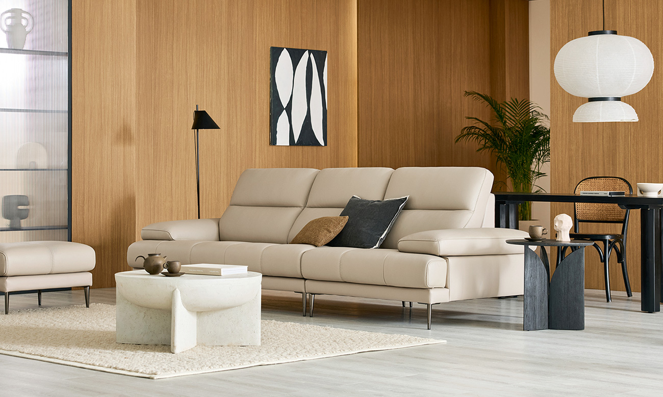 카밍 4인 천연면피 소가죽 소파