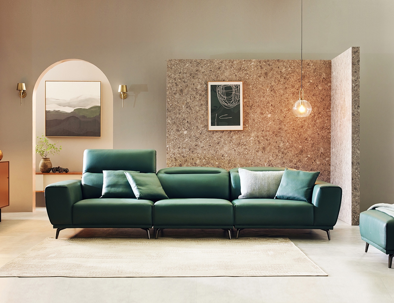 아니그 4인 기능성 슈렁큰 천연면피 소가죽 소파+쿠션2개 (단종)