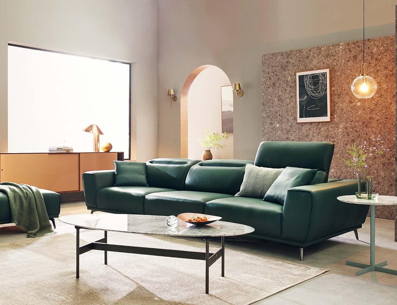 아니그 4인 기능성 슈렁큰 천연면피 소가죽 소파+쿠션2개 (단종)