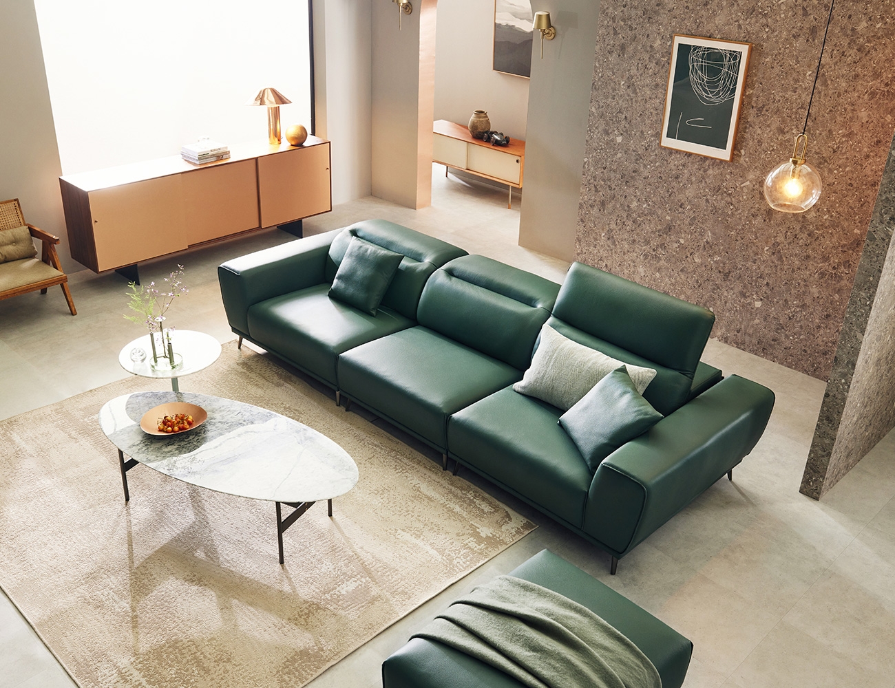 아니그 4인 기능성 슈렁큰 천연면피 소가죽 소파+쿠션2개 (단종)