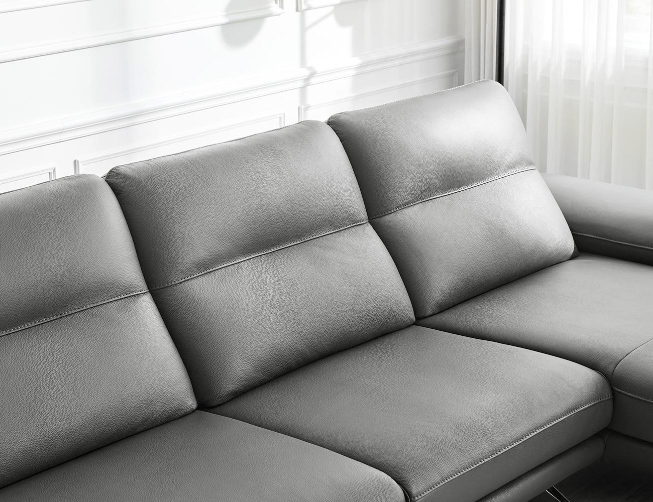 [healing sofa] 엘리쉬 3.5인 카우치형 기능성 슈렁큰 천연면피 소가죽 소파