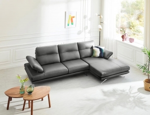 [healing sofa] 엘리쉬 3.5인 카우치형 기능성 슈렁큰 천연면피 소가죽 소파