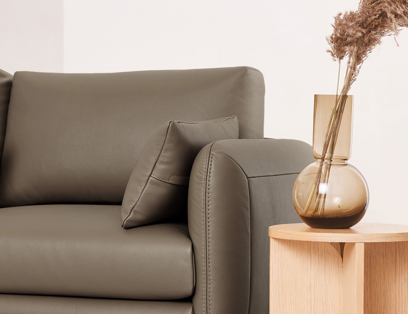 [소파 탐구 생활 5%] 하모니 모듈 3.5인 코너형 천연면피 소가죽 소파+쿠션2개