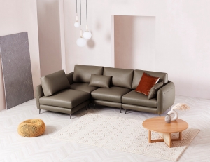 [소파 탐구 생활 5%] 하모니 모듈 3.5인 코너형 천연면피 소가죽 소파+쿠션2개