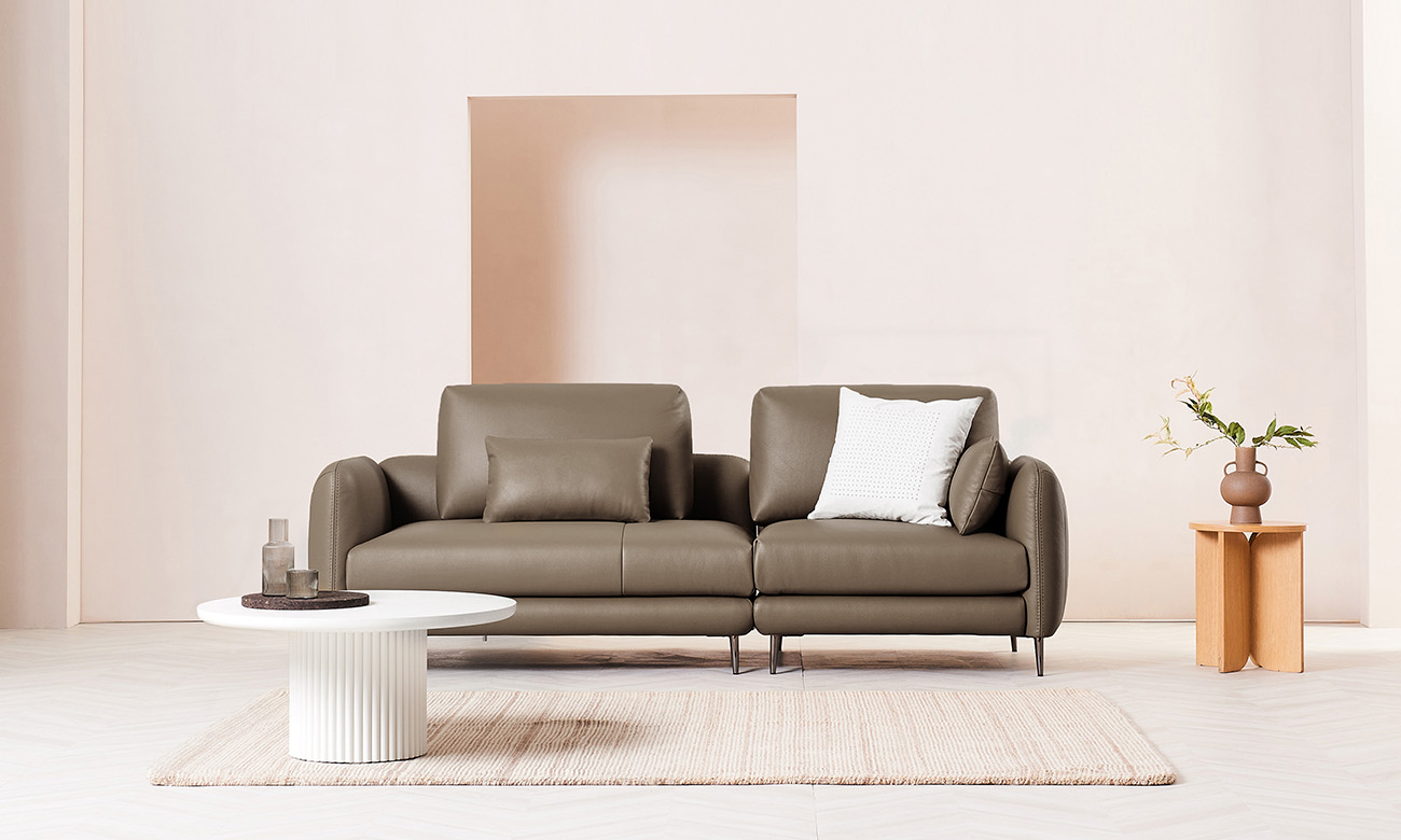 하모니 모듈 3인 천연면피 소가죽 소파+쿠션2개