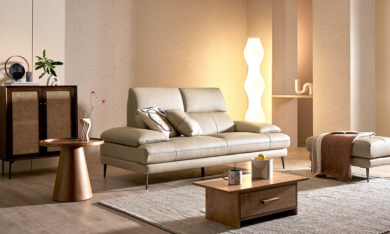 베스티 3인 천연면피 소가죽 소파+쿠션1개