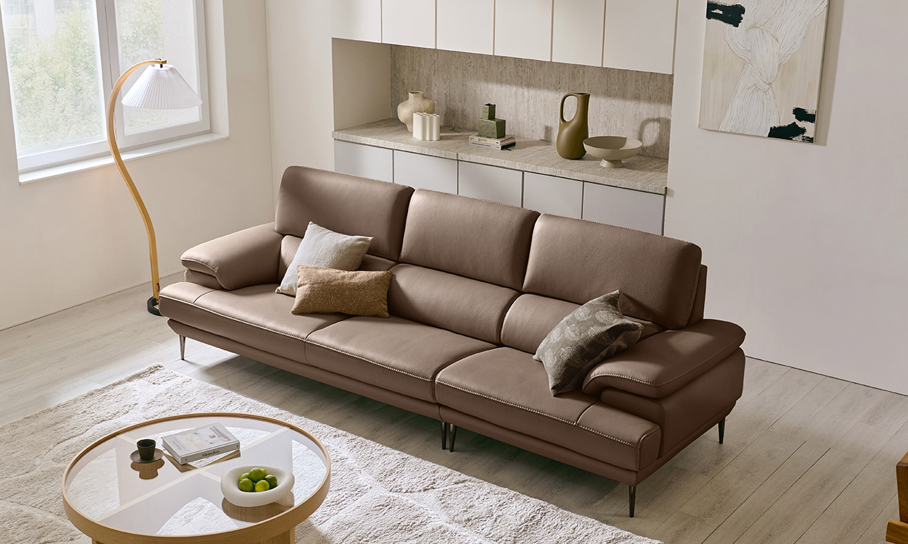 엘더 3.5인 천연면피 소가죽 소파