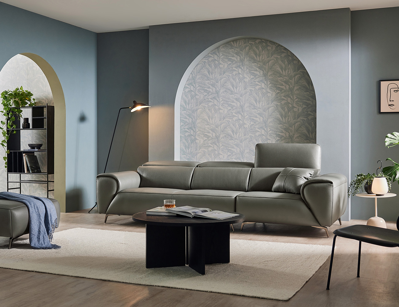 [Komo Day 17%] 뉴 클레버 3.5인 기능성 슈렁큰 천연면피 소가죽 소파+쿠션1개