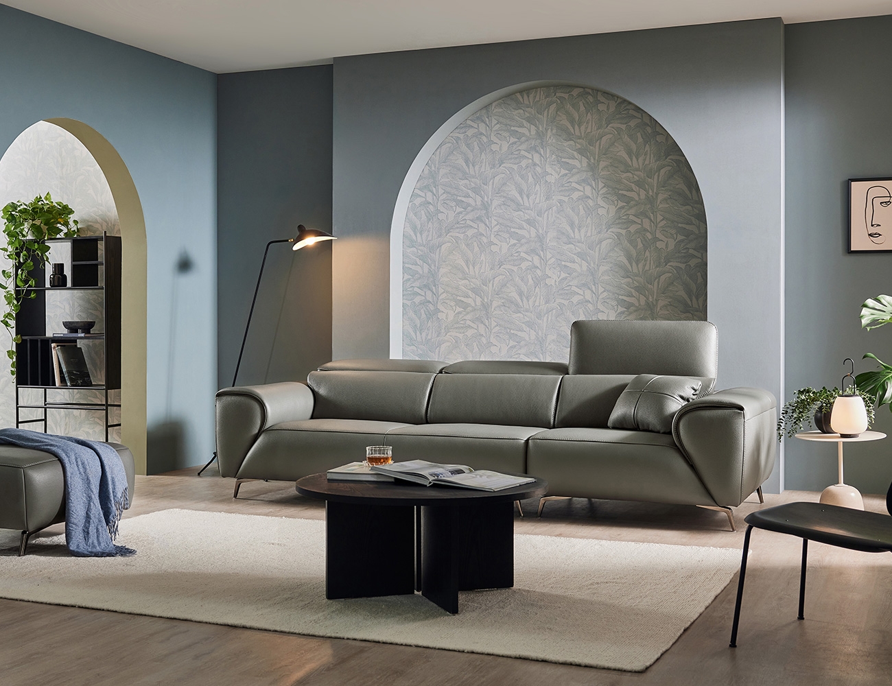 [Komo Day 17%] 뉴 클레버 3.5인 기능성 슈렁큰 천연면피 소가죽 소파+쿠션1개