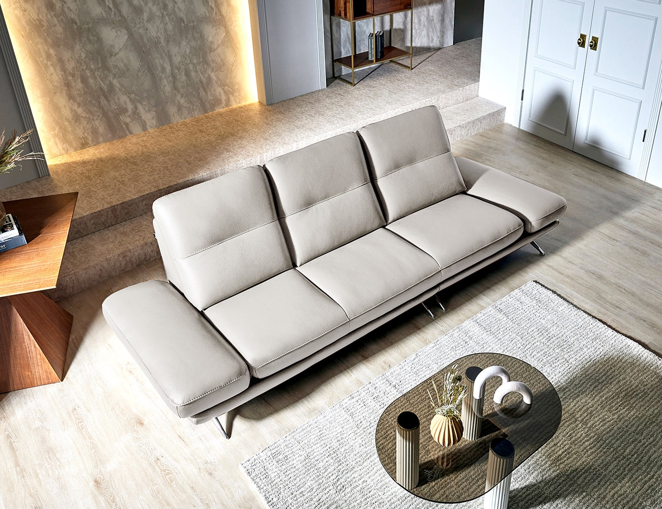 [healing sofa] 베니스II 3.5인 기능성 비텔로 통가죽 슈렁큰 천연면피 소가죽 소파+쿠션2개