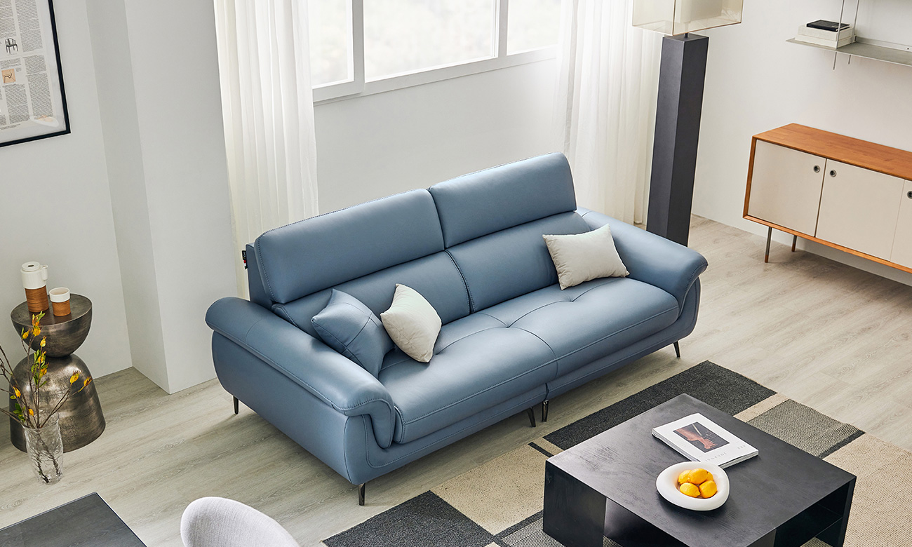 렘파 3인 레체 이태리 천연면피 소가죽 소파(전면가죽적용)+쿠션1개