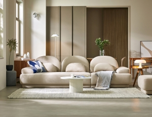 [Monthly Best 10%] 에센셜 스윙 4인 기능성 포위브 패브릭 소파+쿠션3개