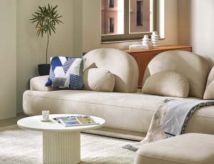 [Monthly Best 10%] 에센셜 스윙 4인 기능성 포위브 패브릭 소파+쿠션3개