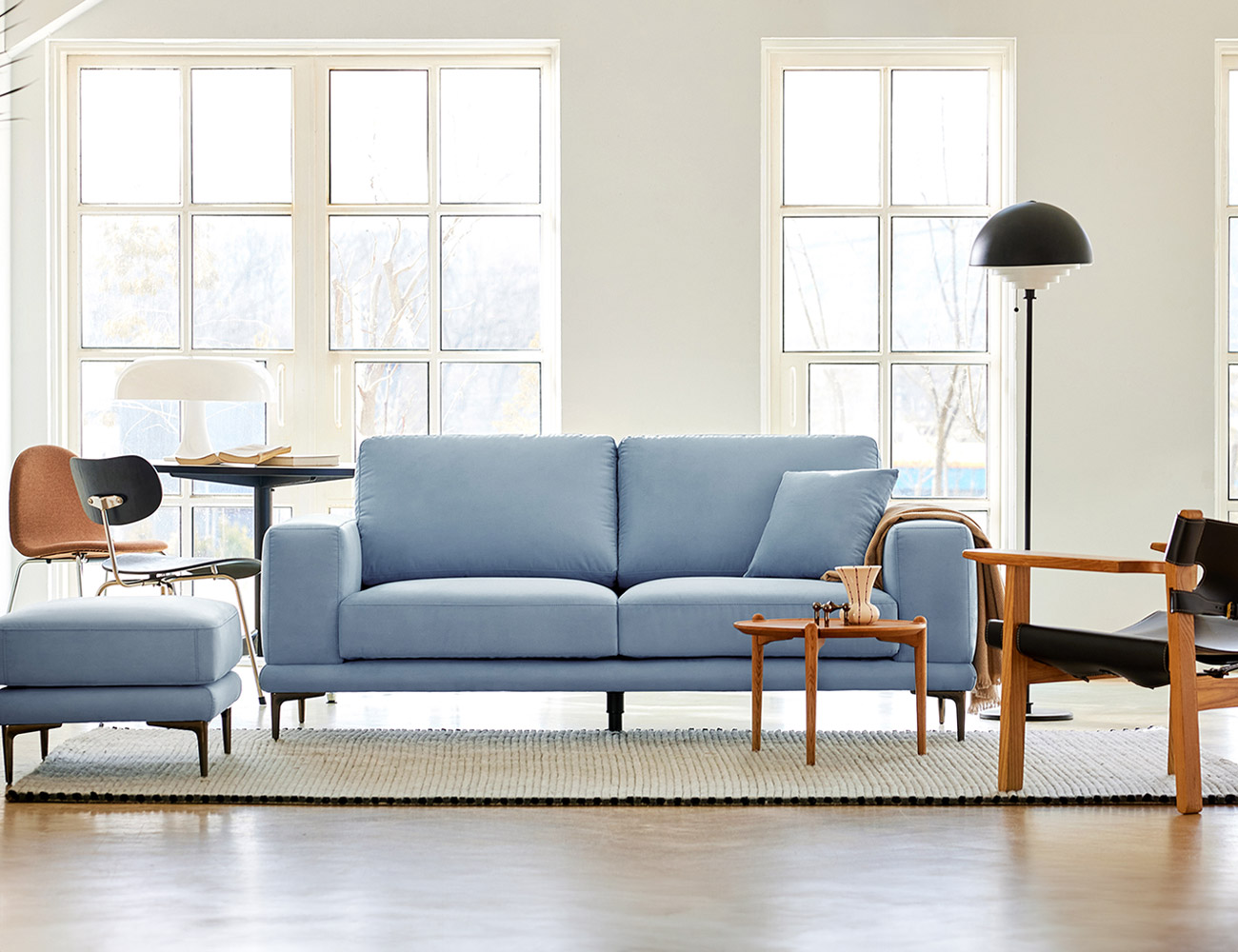 [소파 탐구 생활 5%] 미니메이 2인 스위브 패브릭 소파+쿠션1개