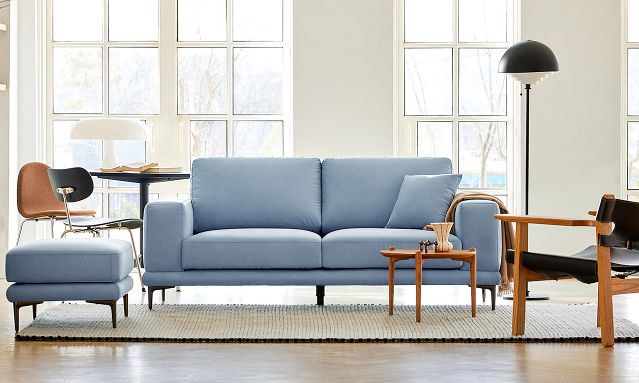 미니메이 2인 스위브 패브릭 소파+쿠션1개