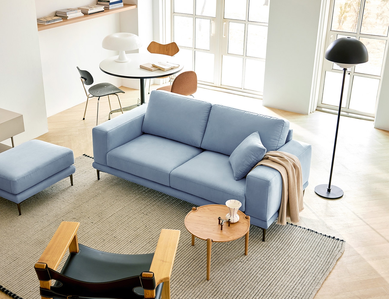 [소파 탐구 생활 5%] 미니메이 2인 스위브 패브릭 소파+쿠션1개