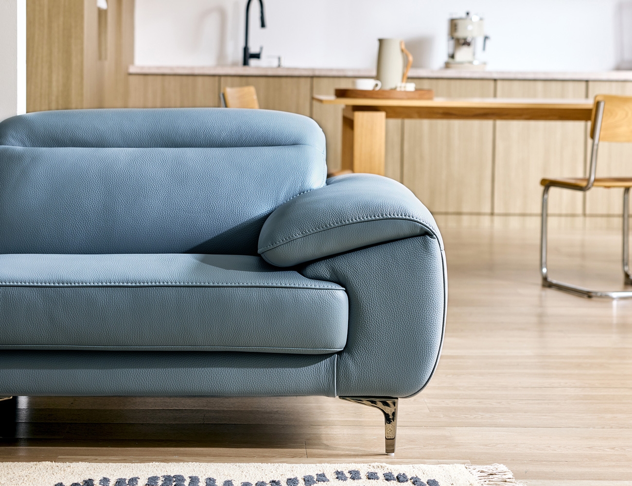 [소파 탐구 생활 5%] 라미에르II 3.5인 기능성 비텔로 통가죽 슈렁큰 천연면피 소가죽 소파(전측면가죽적용)