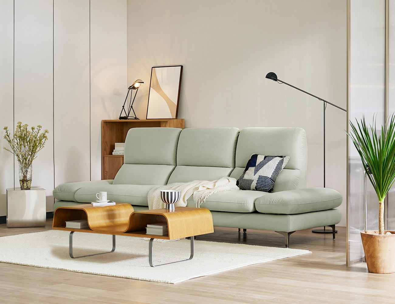 아르테 3.5인 기능성 포위브 패브릭 소파