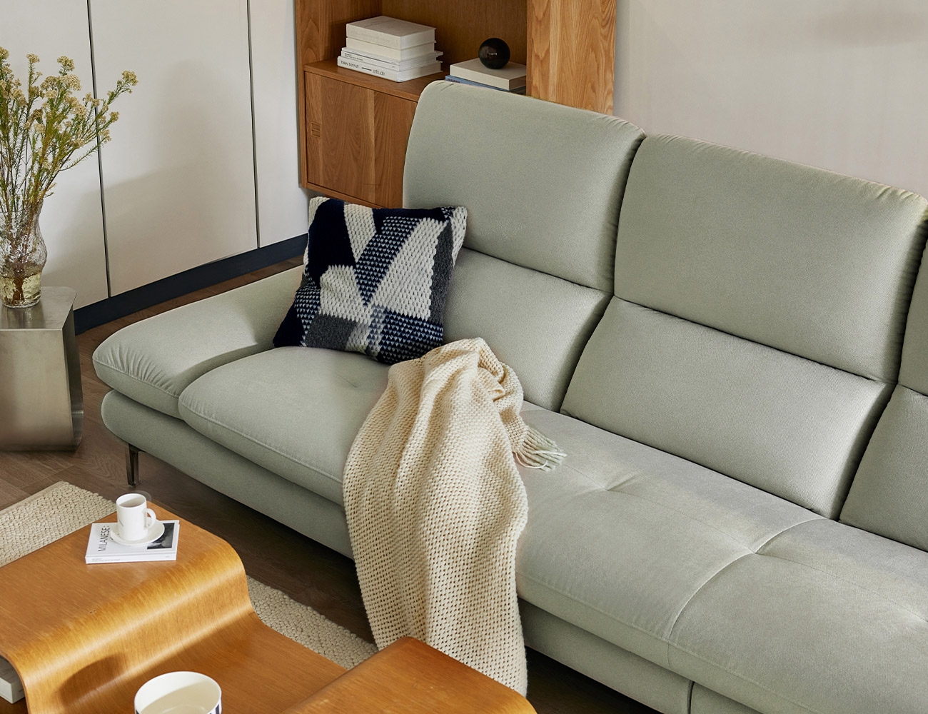 아르테 3.5인 기능성 포위브 패브릭 소파