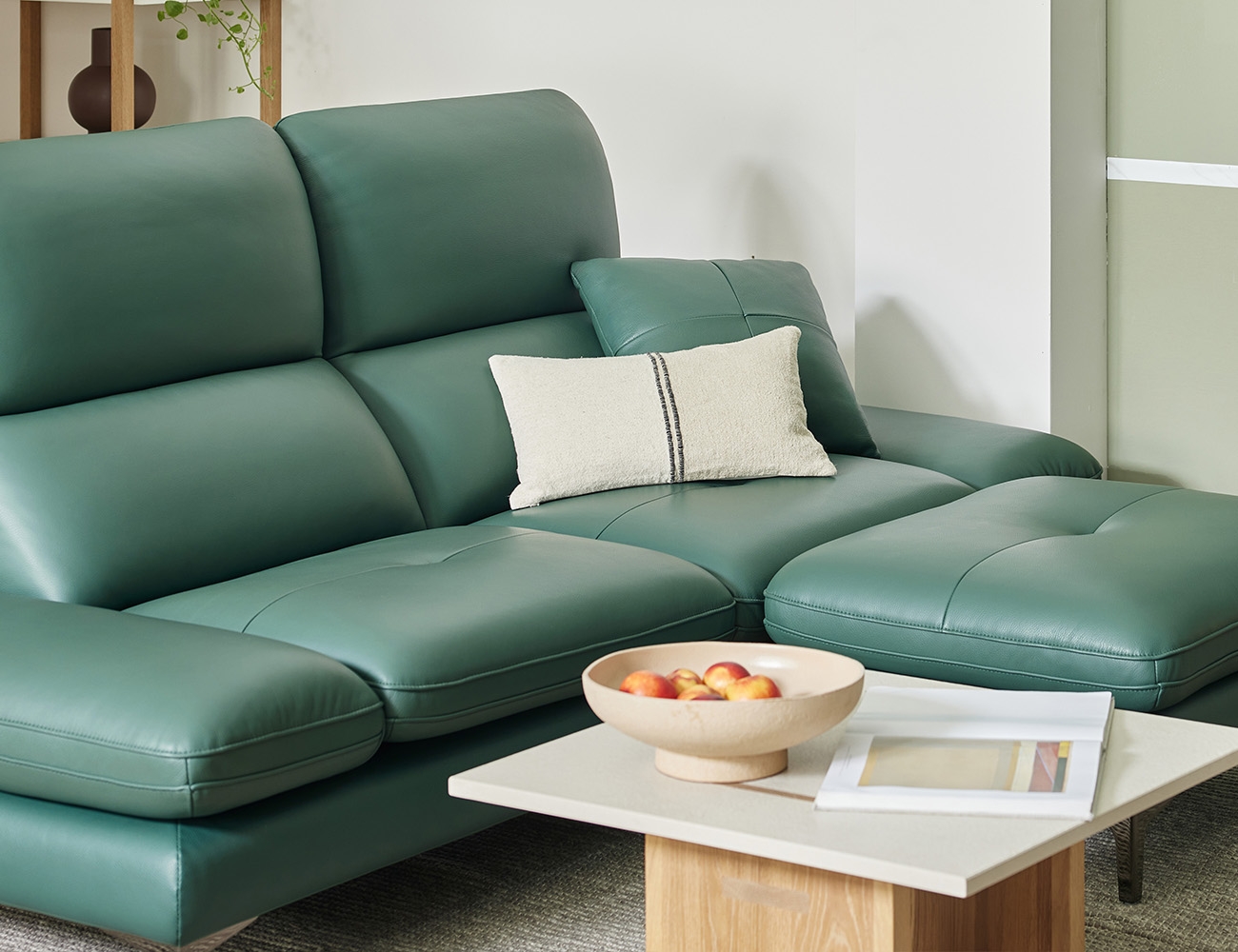 아르테II 3인 기능성 레체 이태리 천연면피 소가죽 소파(전면가죽적용)+쿠션1개