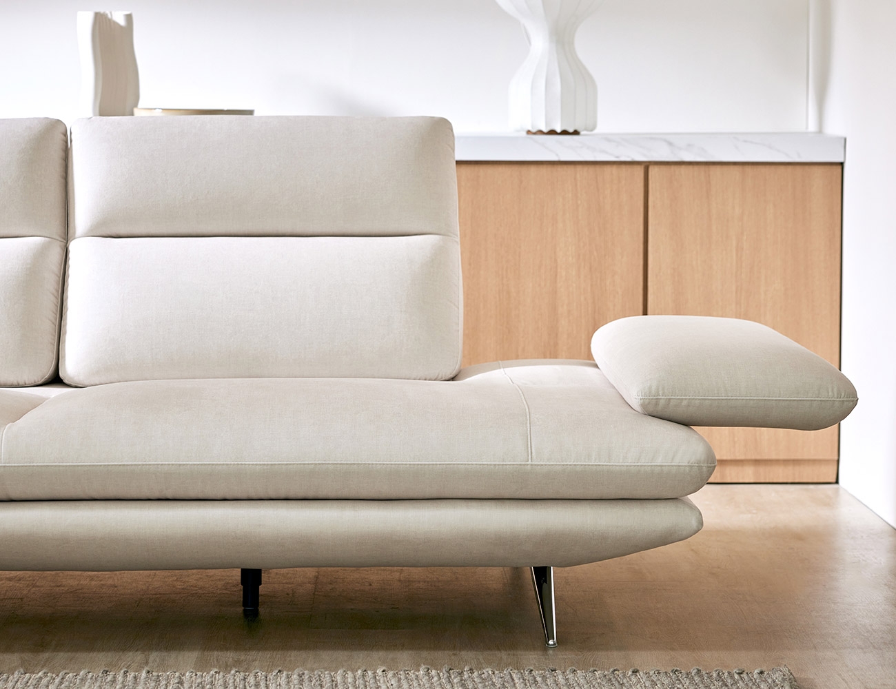 브뤼 4인 코너형 기능성 젠위브 패브릭 소파(3인+코너+1인)+쿠션4개