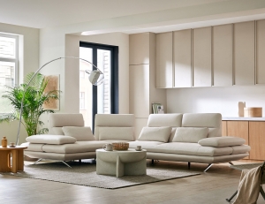 브뤼 4인 코너형 기능성 젠위브 패브릭 소파(3인+코너+1인)+쿠션4개