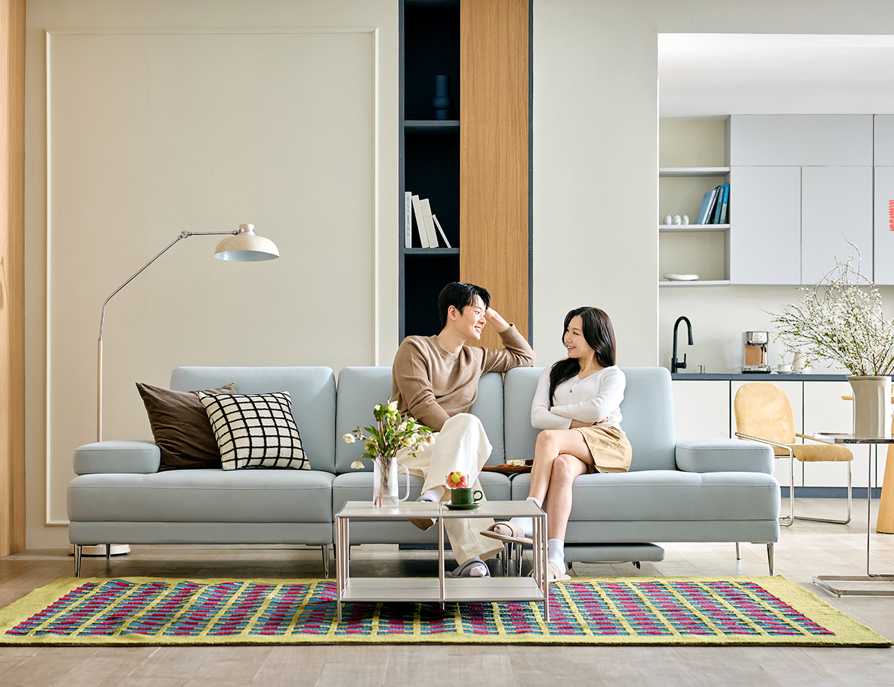 [단 하나뿐인 패브릭] 아우스 4인 풋레스트 기능성 세레나 패브릭 소파