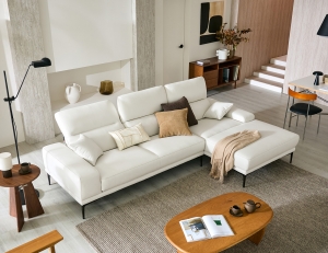 [CURATION 15%] 에디아르 4인 카우치형 기능성 레체 이태리 천연면피 소가죽 소파(전면가죽적용)+쿠션2개