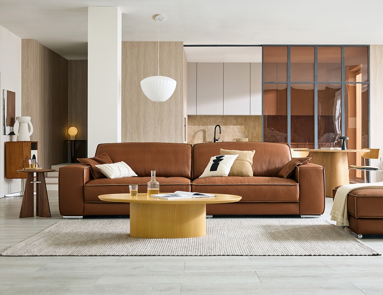 카너스 4인 비텔로 통가죽 슈렁큰 천연면피 소가죽 소파(전체가죽적용)+쿠션2개