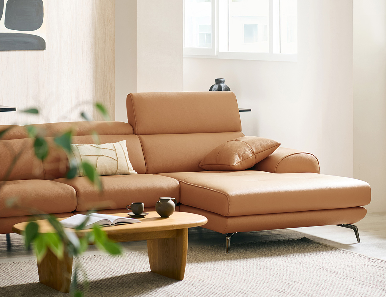 루디아 6인 카우치형 기능성 럭스 통가죽 천연면피 소가죽 소파+쿠션2개