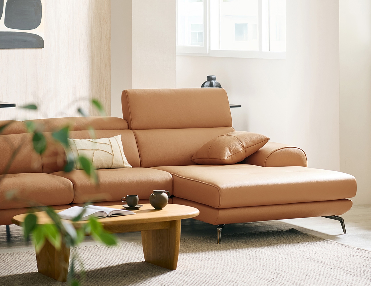 루디아 6인 카우치형 기능성 럭스 통가죽 천연면피 소가죽 소파+쿠션2개