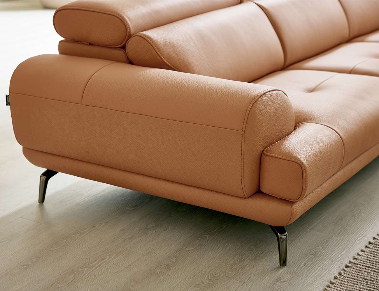 루디아 6인 카우치형 기능성 럭스 통가죽 천연면피 소가죽 소파+쿠션2개