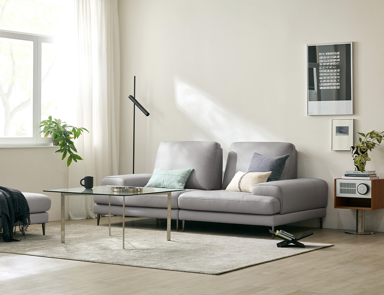 [싱어게인 10%] 포플랭 스윙 3인 기능성 천연면피 소가죽 소파