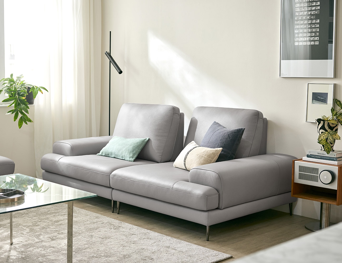 [싱어게인 10%] 포플랭 스윙 3인 기능성 천연면피 소가죽 소파