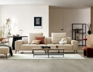 프라운 4인 천연면피 소가죽 소파+쿠션2개