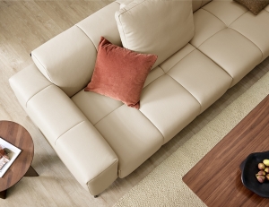 프라운 4인 천연면피 소가죽 소파+쿠션2개