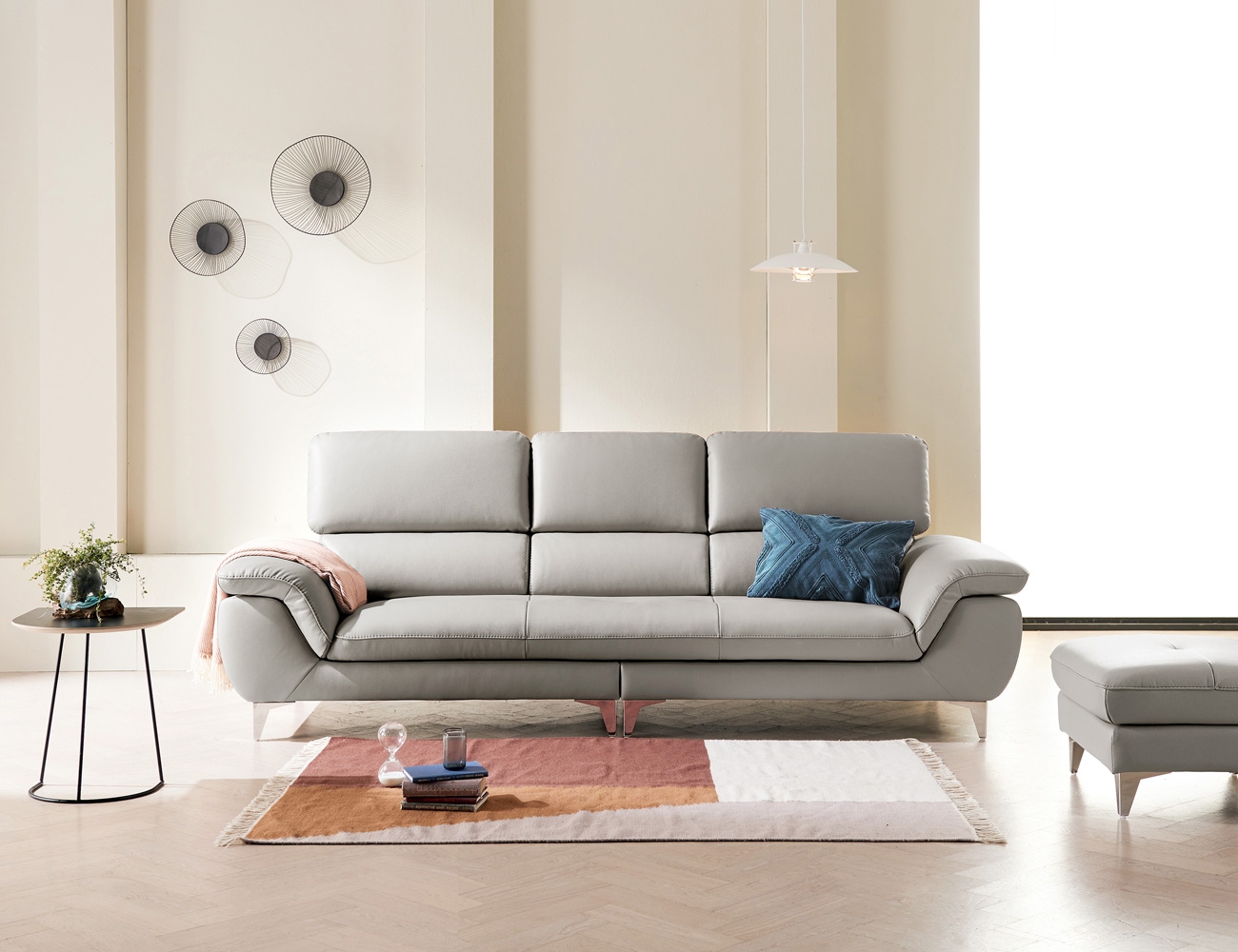 러버블 컴팩트 3.5인 노빌레타 이태리 천연면피 소가죽 소파