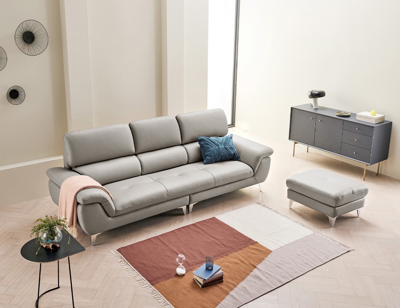 러버블 컴팩트 3.5인 노빌레타 이태리 천연면피 소가죽 소파