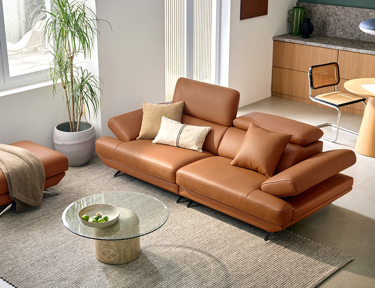 누사두아 3인 기능성 슈렁큰 천연면피 소가죽 소파+쿠션1개