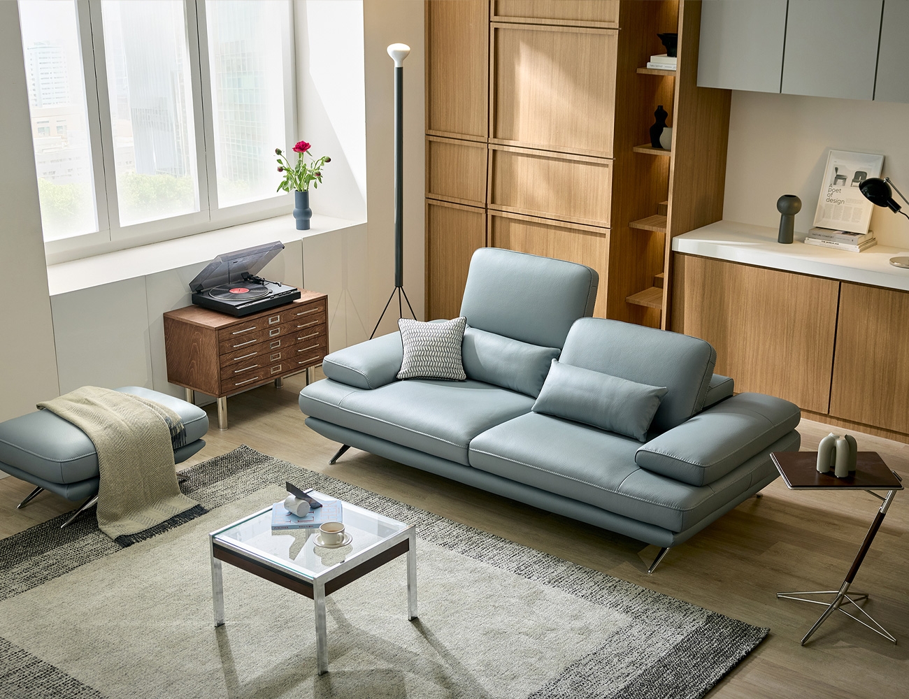 미엘르 하이 3인 기능성 피아나 이태리 통가죽 천연면피 소가죽 소파+쿠션2개