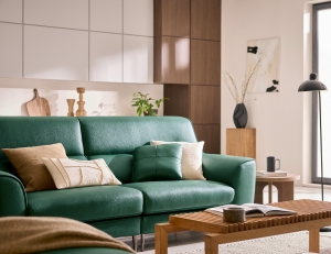 카데나 3인 비텔로 통가죽 슈렁큰&nbsp;천연면피 소가죽 소파(전면가죽적용)+쿠션1개