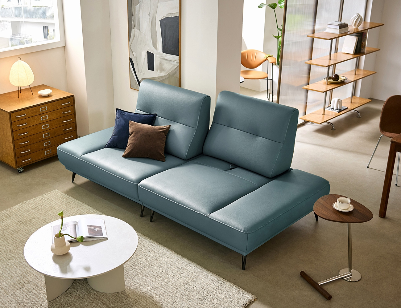 라파 스윙 3인 기능성 노빌레타 이태리 천연면피 소가죽 소파+쿠션2개