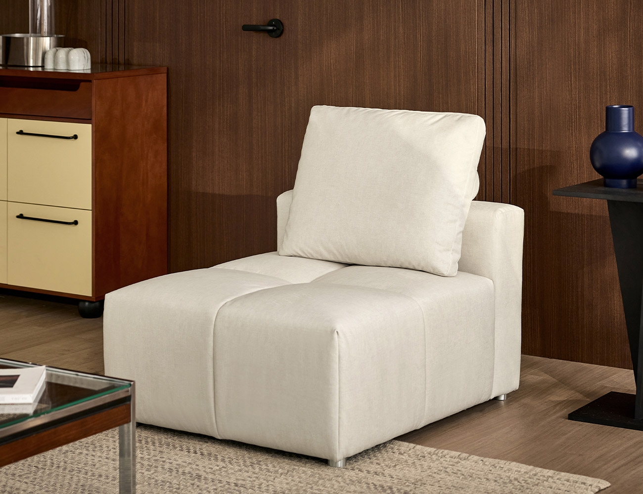 [Monthly Best 10%] 몽트 모듈 B 1인 암리스 젠위브 패브릭 소파+쿠션1개