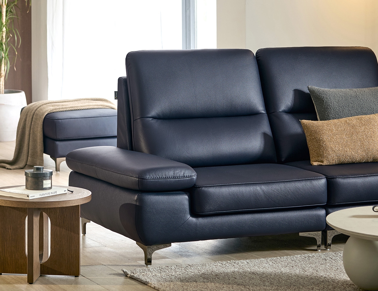 [Monthly Best 10%] 플룸 3인 천연면피 소가죽 소파